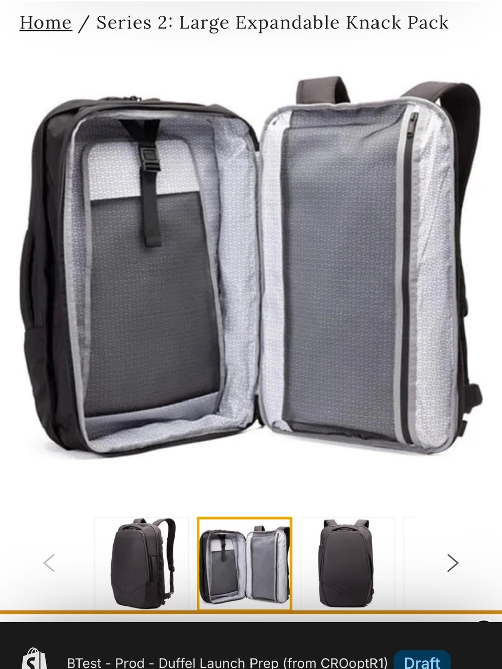 Knack Series 2 Large Expandable Backpack - Black - Picture 2 of 4